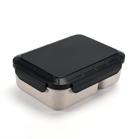 Husk Fiber 3 Compartment Bento Box With Cutlery & Ice Pack - Black & Grey