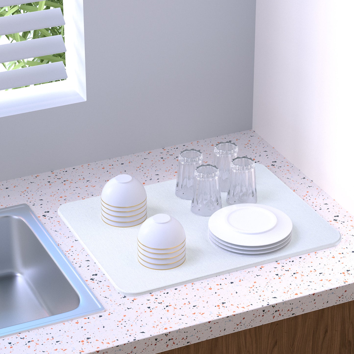 Diatomite Dish Mat - White