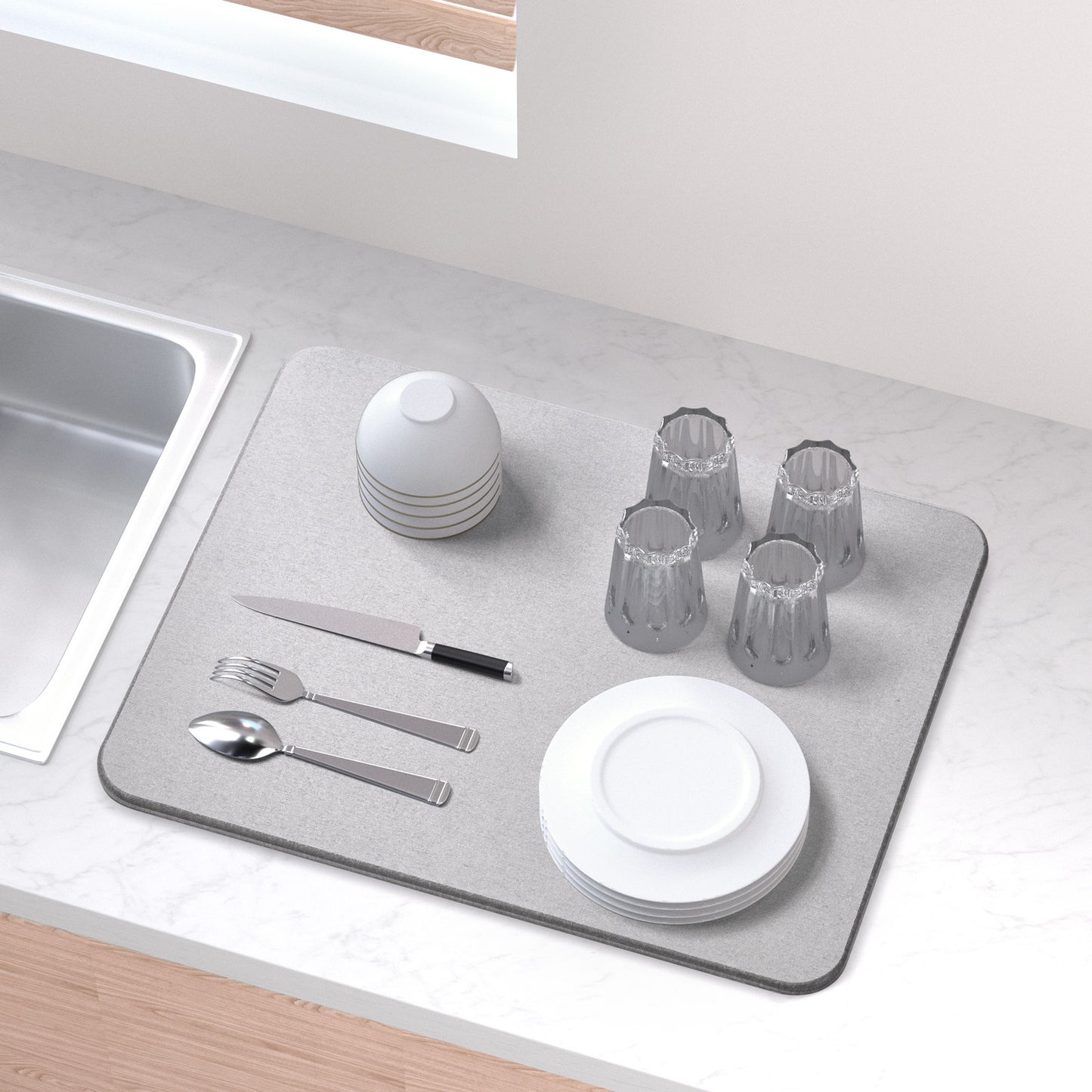 Diatomite Dish Mat - Grey