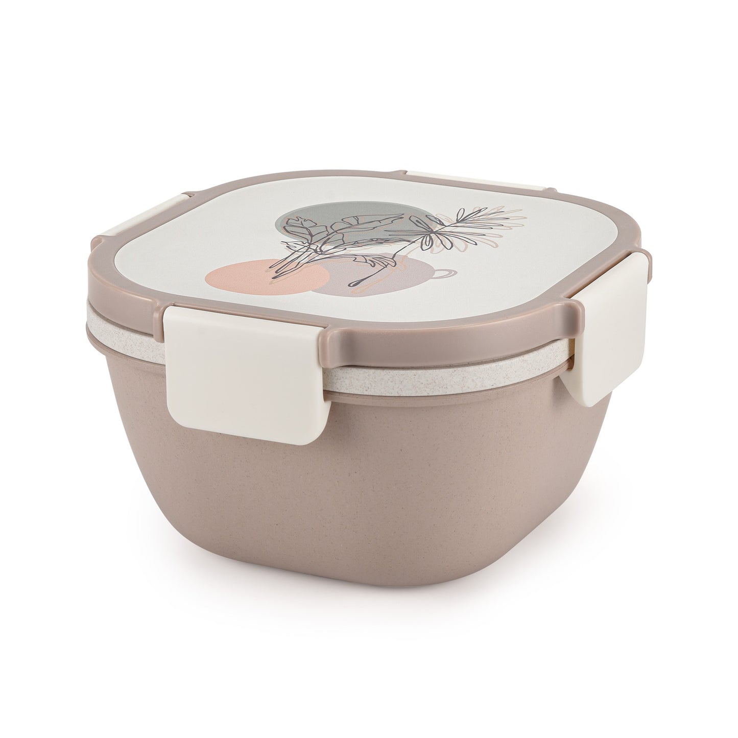 Husk Fiber Salad Bento Box With Cutlery & Dressing Holder