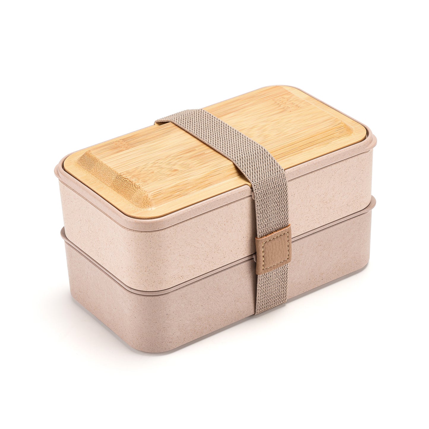 Husk Fiber 2 Tier Bento Box With Bamboo Lid & Utensils
