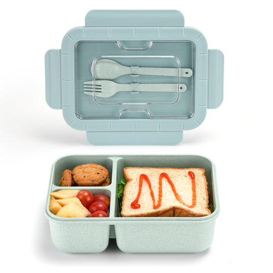 Husk Fiber 3 Compartment Bento Box With Cutlery
