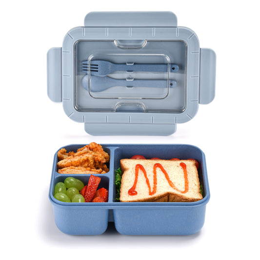 Husk Fiber 3 Compartment Bento Box With Cutlery