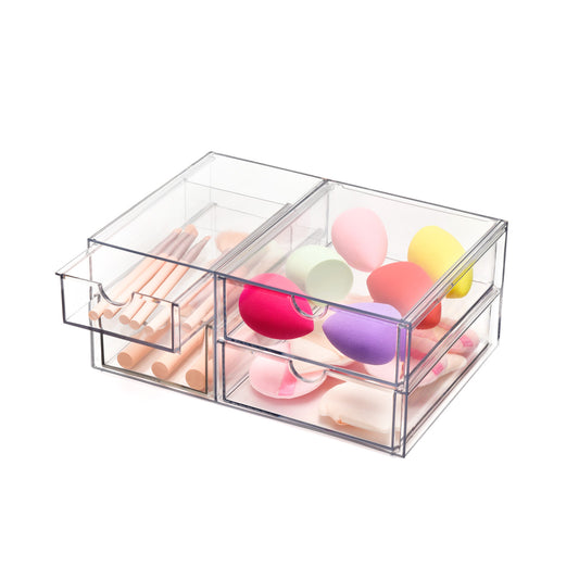 Clear Multi Use Pull Out 4 Drawer Storage Bin