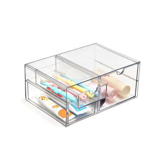 Clear Multi Use Pull Out 3 Drawer Storage Bin