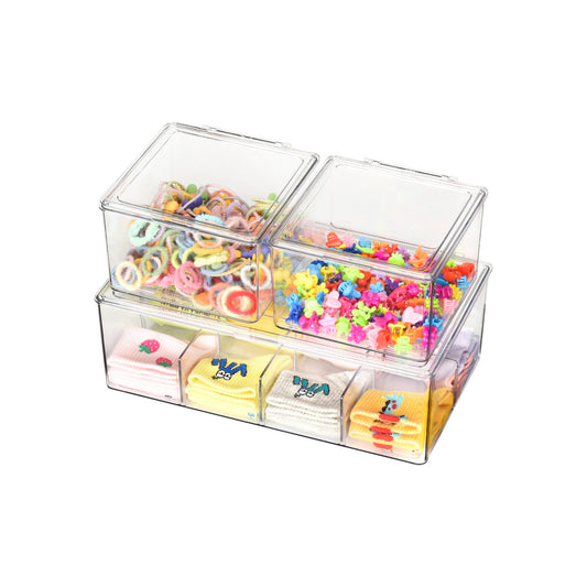 3 Pack Multi Use Storage Bin With Clear Lid