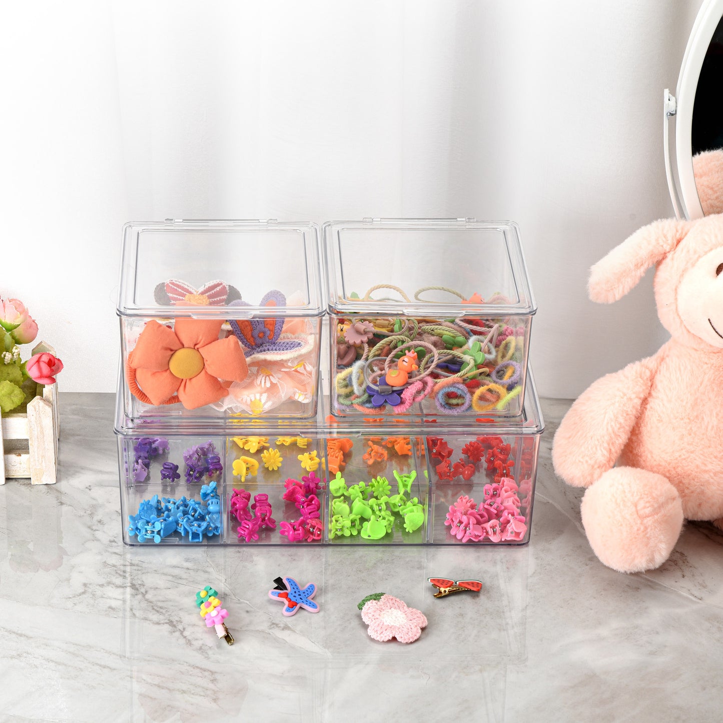 3 Pack Multi Use Storage Bin With Clear Lid