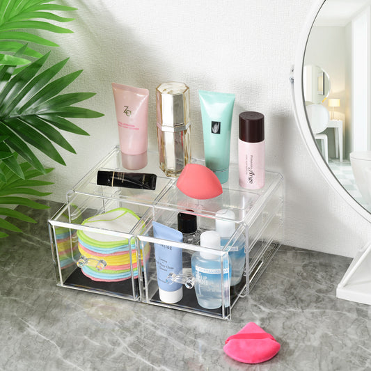 Cosmetic Acrylic Makeup Organizer - 2 Drawer Chest Short