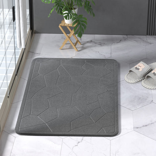 Diatomite Earth Stone Bath Mat - Rocky Dark Grey