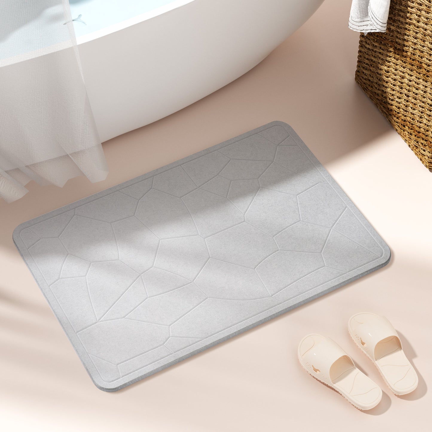 Diatomite Earth Stone Bath Mat - Rocky Grey