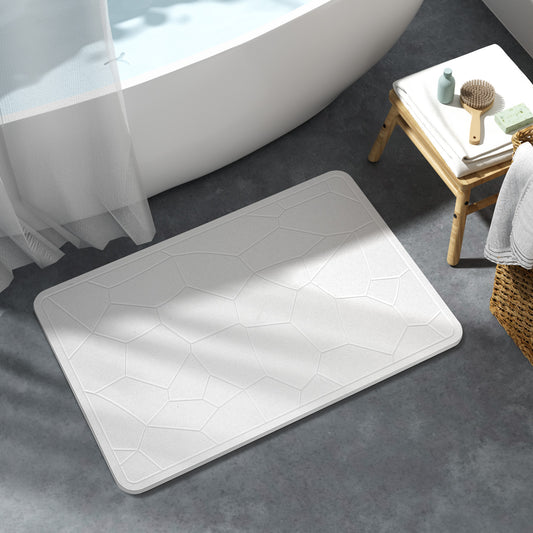 Diatomite Earth Stone Bath Mat - Rocky White