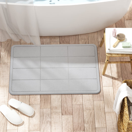Diatomite Earth Stone Bath Mat - Rectangles Grey