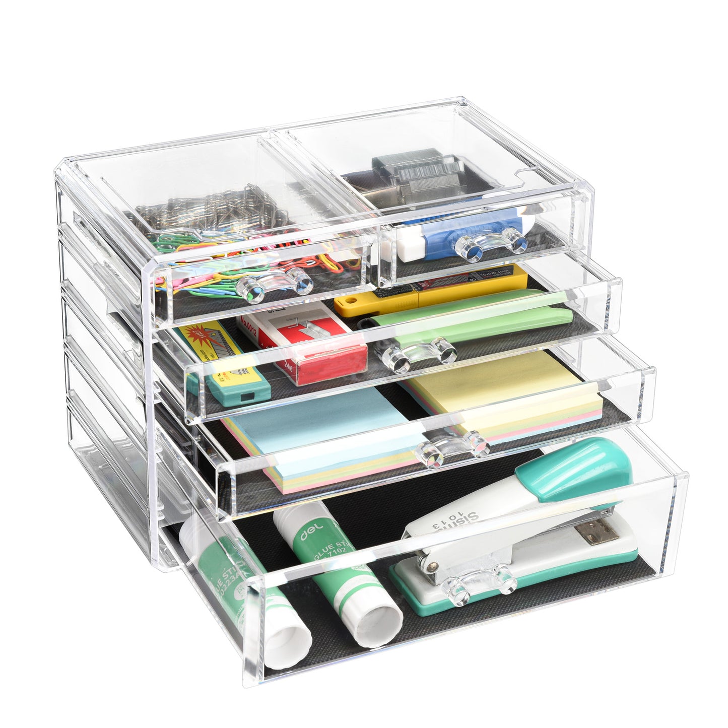 Cosmetic Acrylic Makeup Organizer - 3 Large, 2 Small Drawers