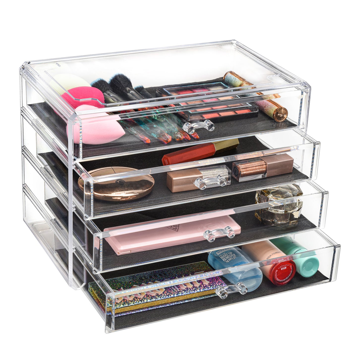 Cosmetic Acrylic Makeup Organizer - 4 Drawer Chest Tall