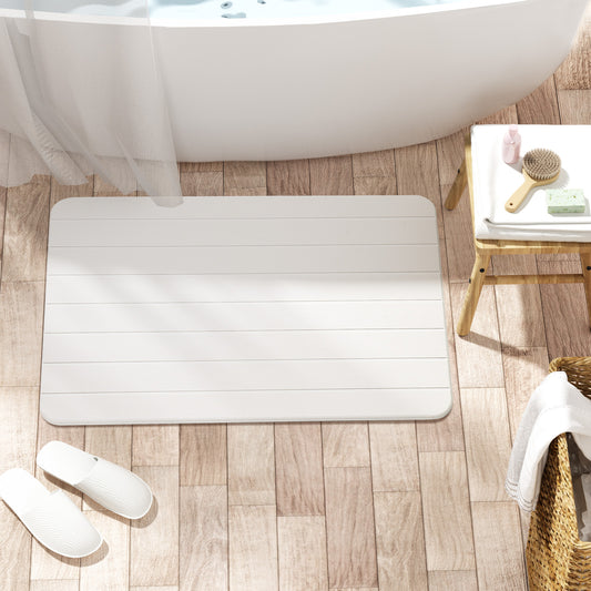 Diatomite Earth Stone Bath Mat - Striped White