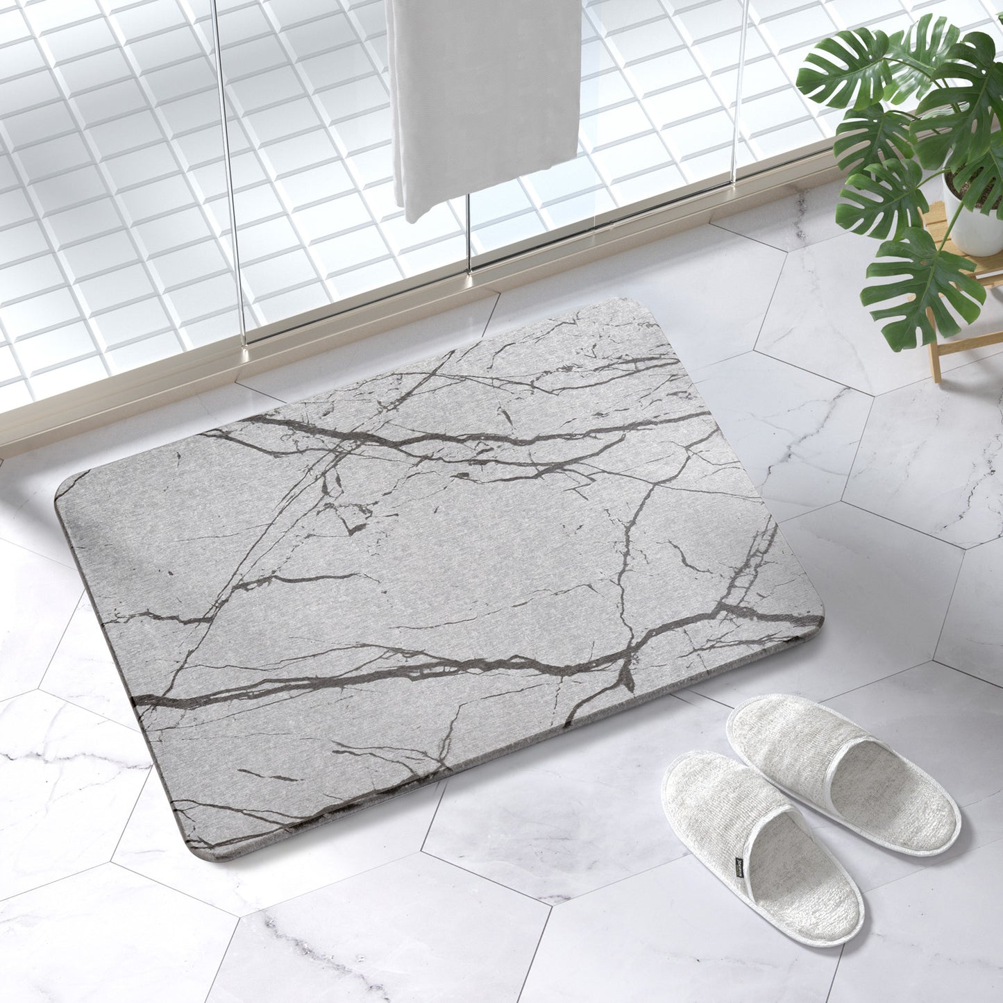 Diatomite Earth Stone Bath Mat - Grey Marble