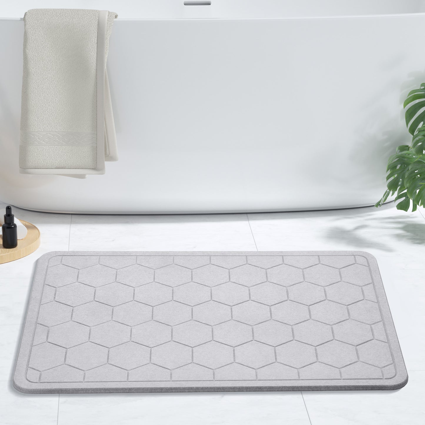 Diatomite Earth Stone Bath Mat - HoneyComb Grey