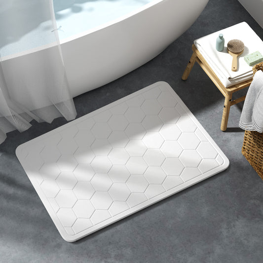 Diatomite Earth Stone Bath Mat - HoneyComb White