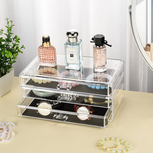 Cosmetic Acrylic Makeup Organizer - 3 Drawer Chest
