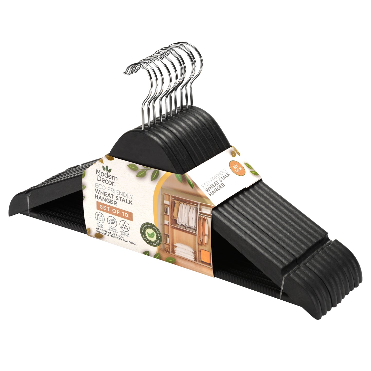 10 Pack Wheat Stalk Adult Hangers - Black