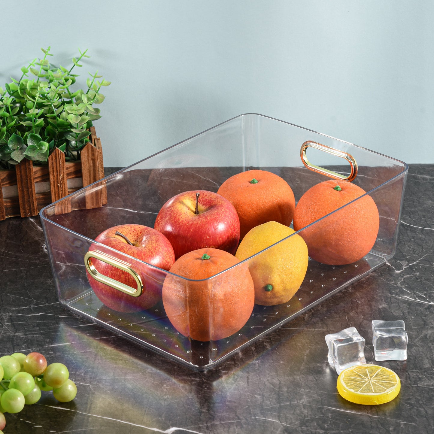 Multi Use Storage Bin With Gold Plated Handles - Medium