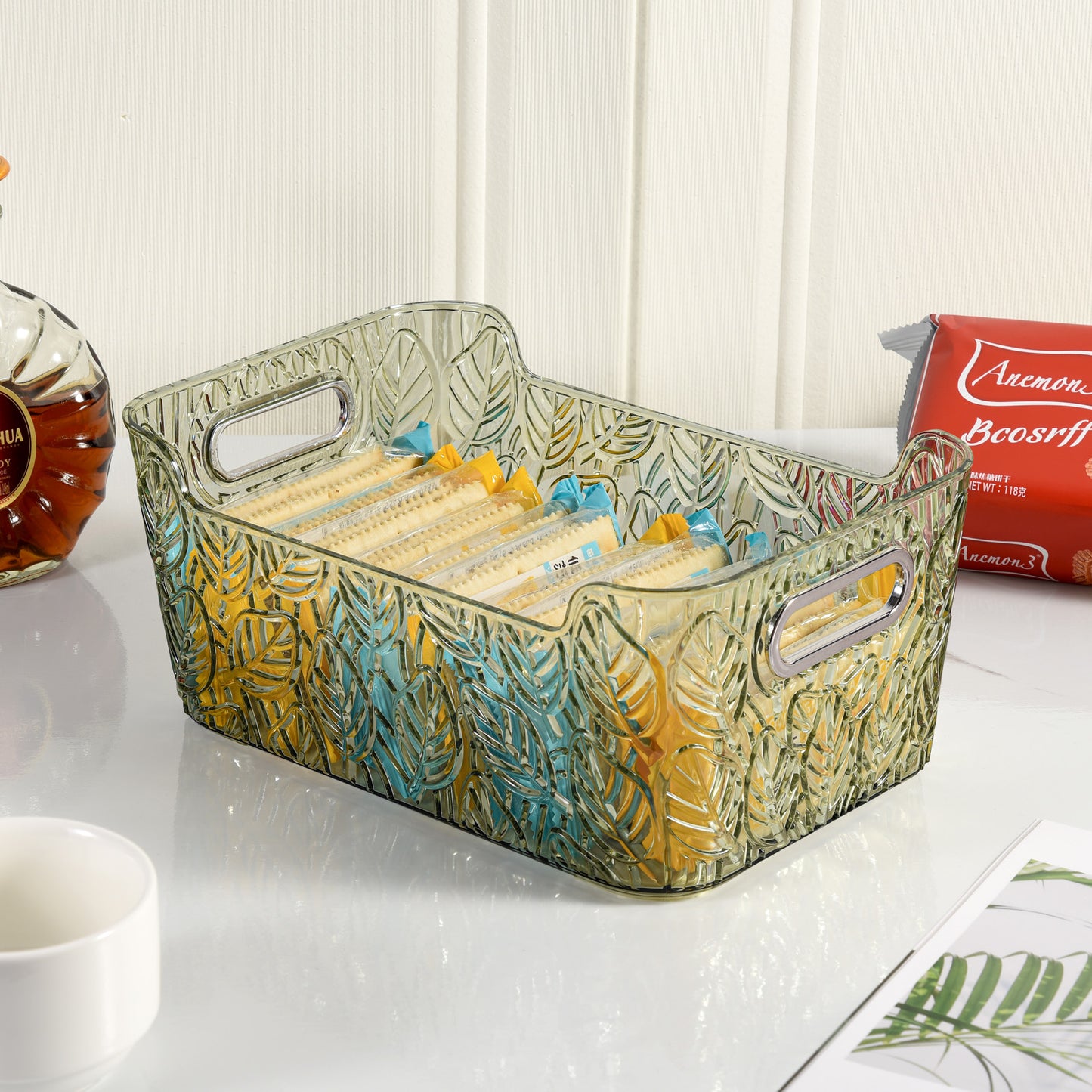 Multi Use Storage Bin Leafs Design - Medium