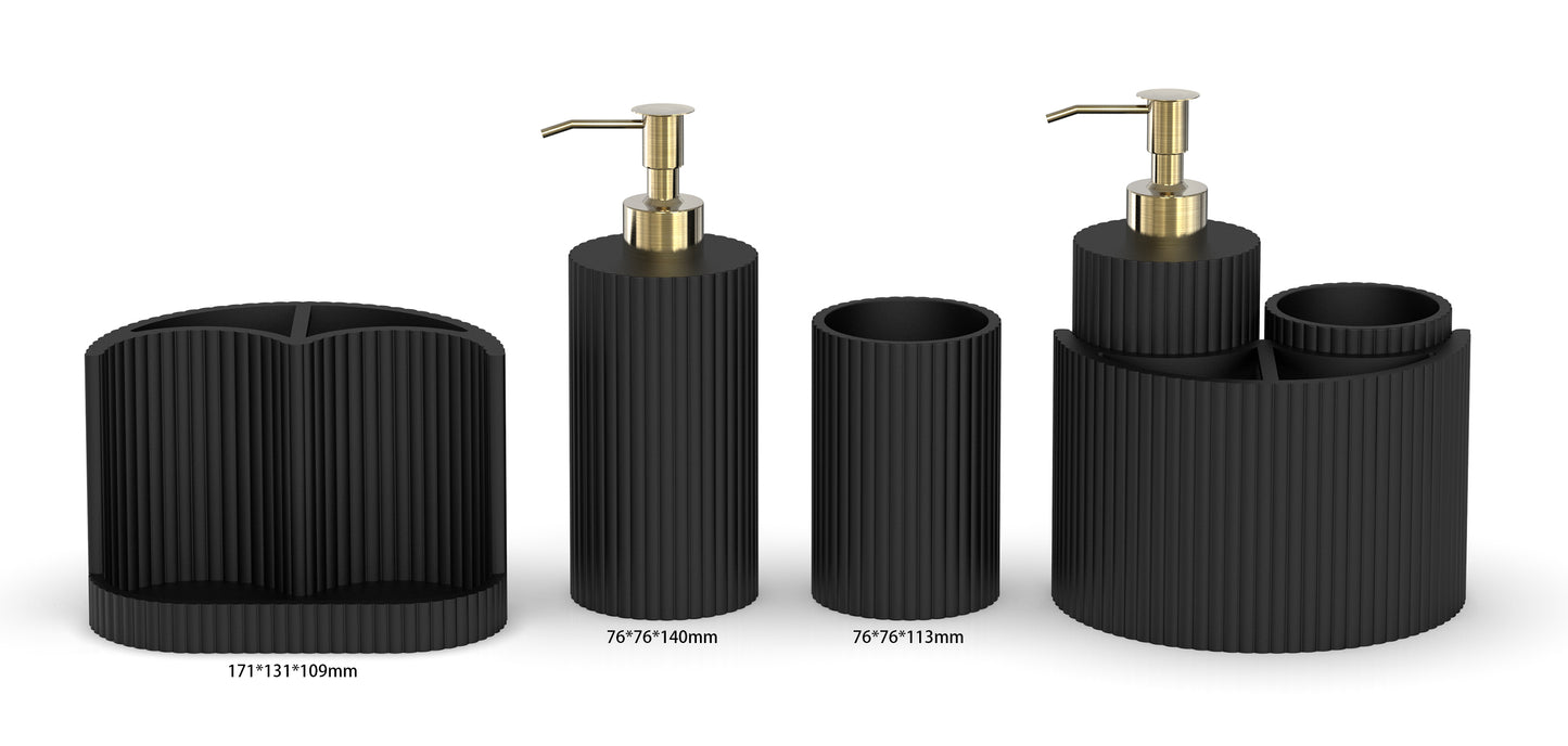 Modern Decor 3 Piece Bathroom Countertop Set - Matte Black