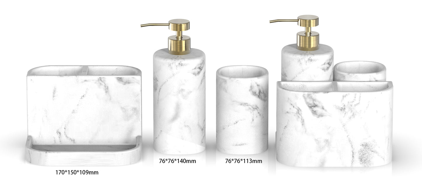 Modern Decor 3 Piece Bathroom Countertop Set - Marble