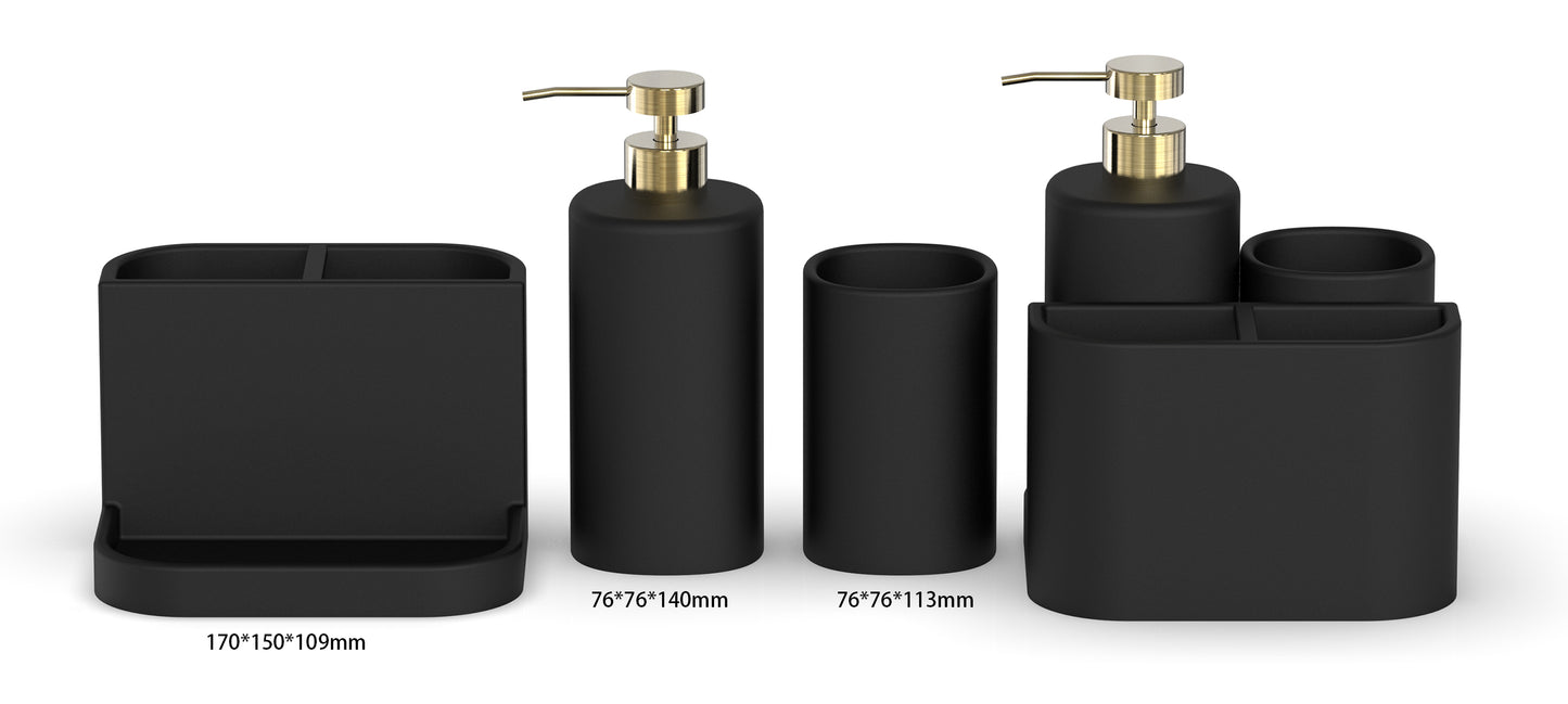 Modern Decor 3 Piece Bathroom Countertop Set - Matte Black