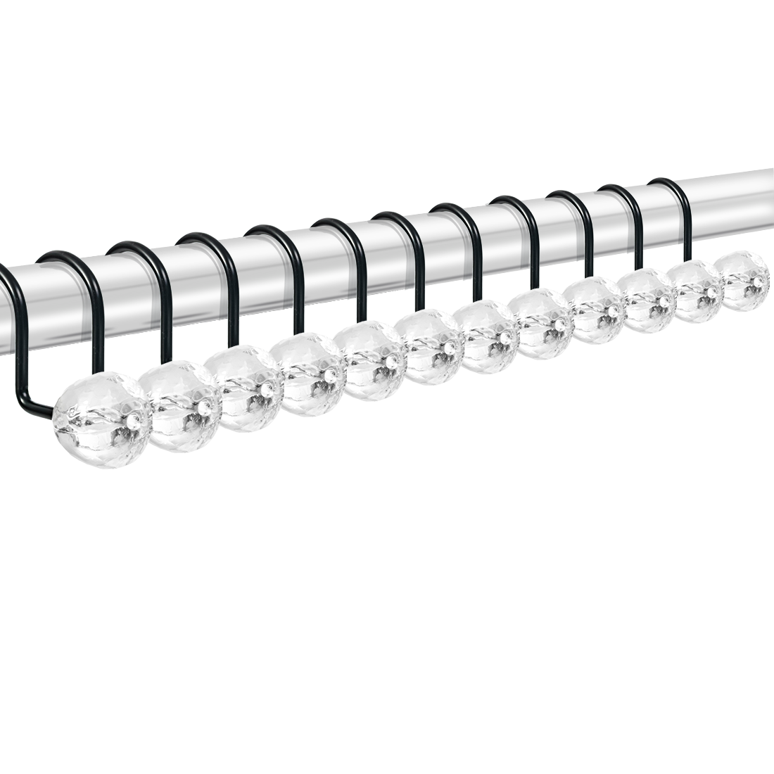 Modern Decor 12 Pack Shower Hooks Round Acrylic - BLACK