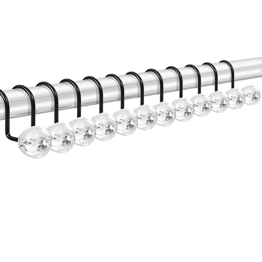 Modern Decor 12 Pack Shower Hooks Round Acrylic - BLACK