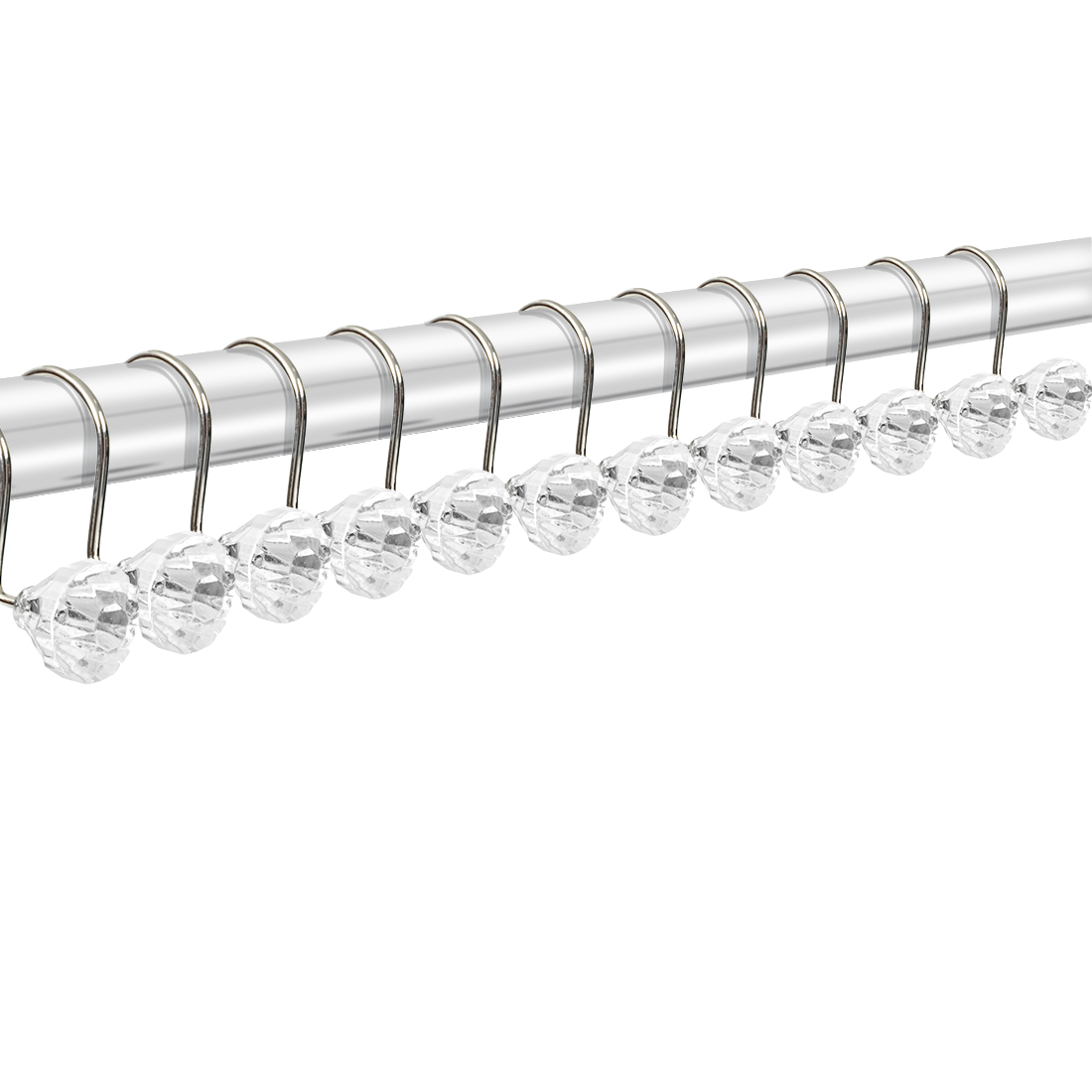 Modern Decor 12 Pack Shower Hooks Diamond Acrylic - CHROME