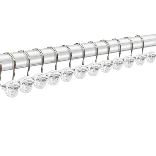 Modern Decor 12 Pack Shower Hooks Diamond Acrylic - CHROME