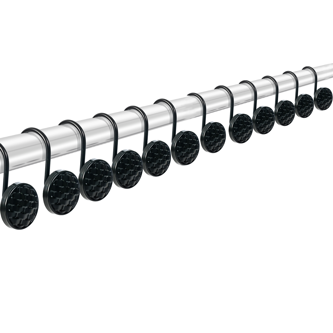 Modern Decor 12 Pack Shower Hooks Checkered - BLACK