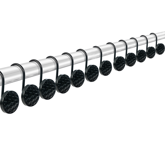 Modern Decor 12 Pack Shower Hooks Checkered - BLACK