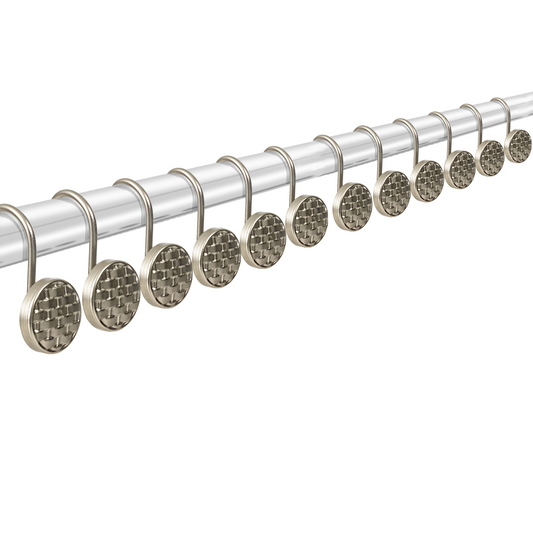 Modern Decor 12 Pack Shower Hooks Checkered - SATIN NICKEL