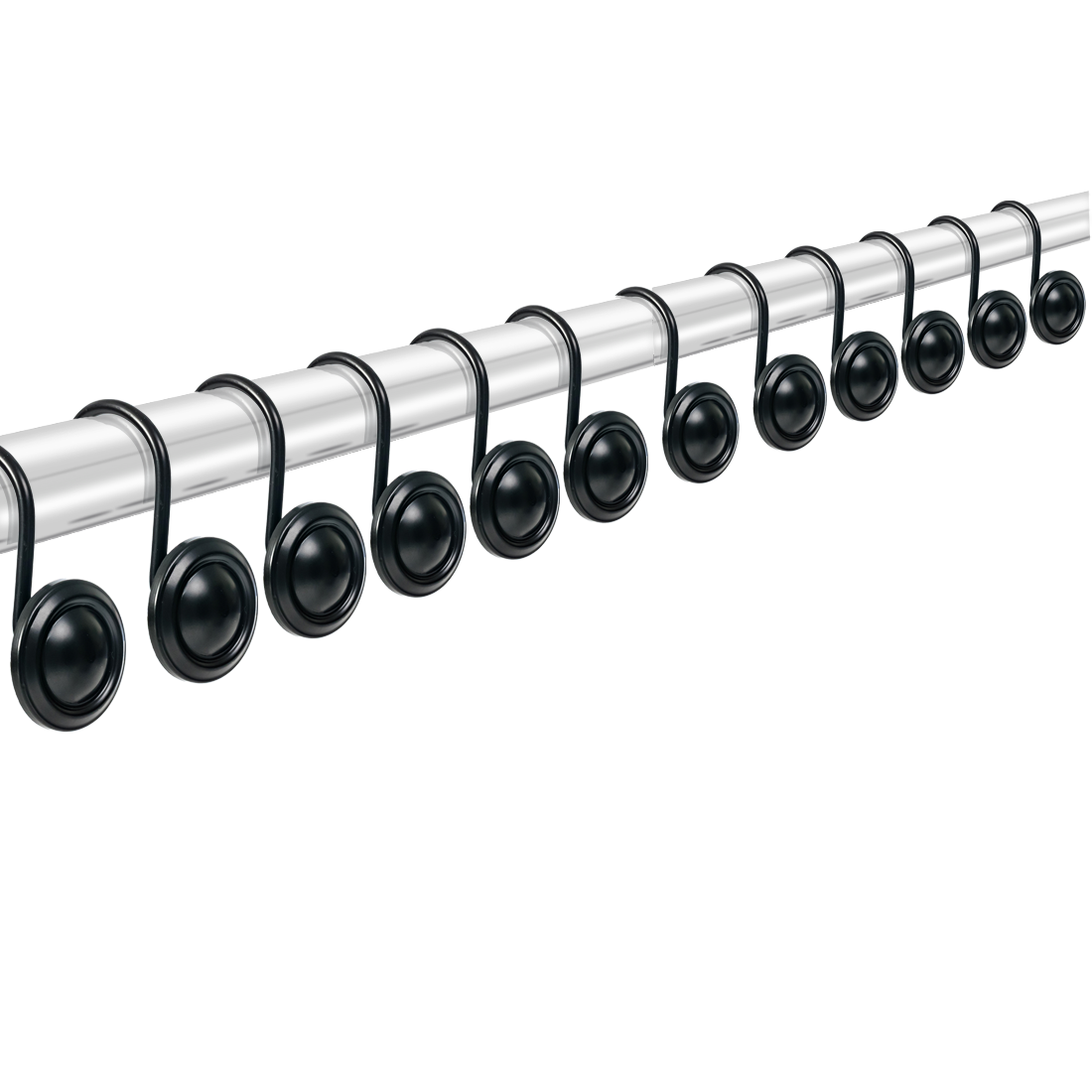 Modern Decor 12 Pack Shower Hooks Round - BLACK