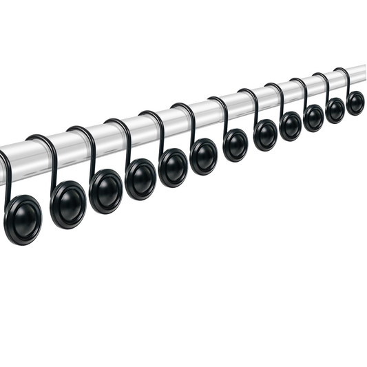 Modern Decor 12 Pack Shower Hooks Round - BLACK