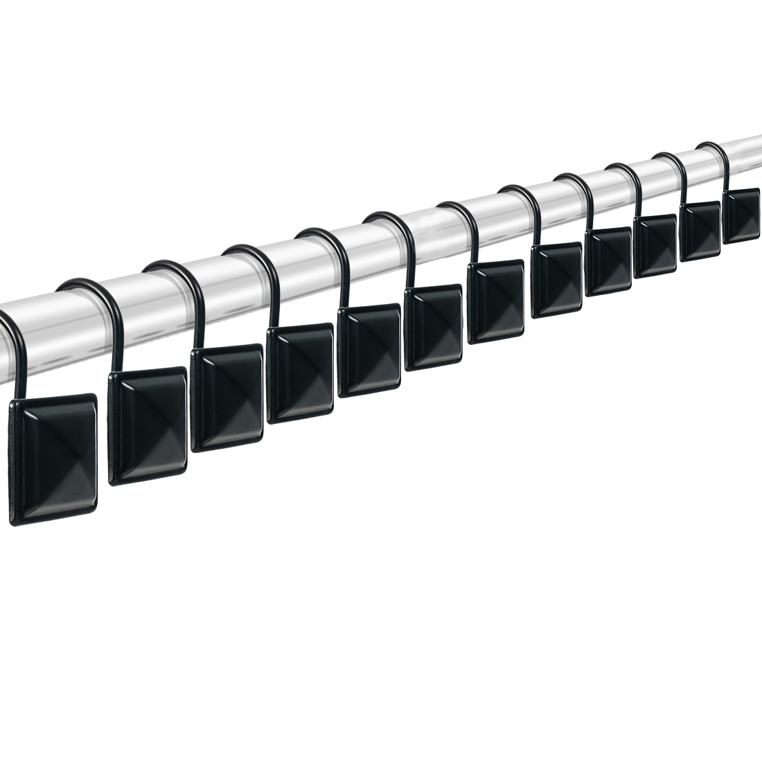 Modern Decor 12 Pack Shower Hooks Triangle Squared - BLACK