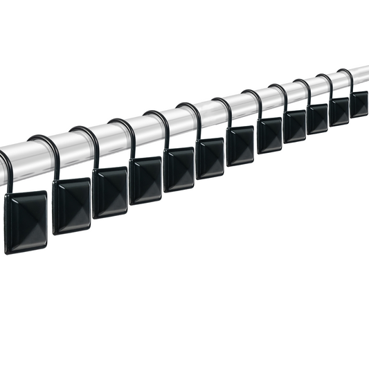 Modern Decor 12 Pack Shower Hooks Triangle Squared - BLACK