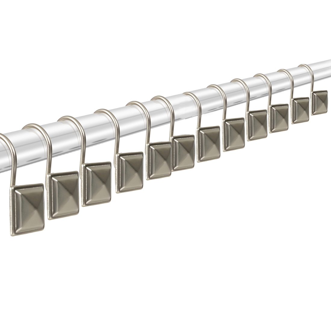 Modern Decor 12 Pack Shower Hooks Triangle Squared - SATIN NICKEL