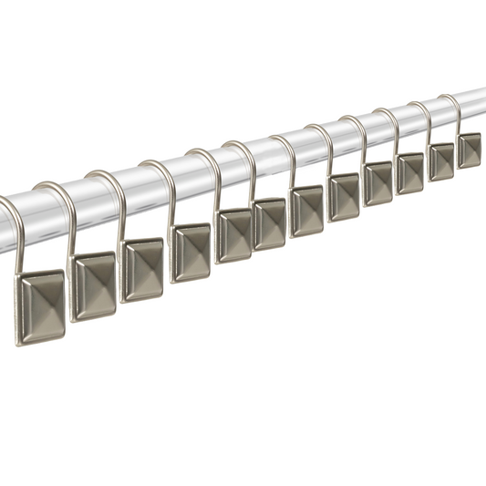 Modern Decor 12 Pack Shower Hooks Triangle Squared - SATIN NICKEL