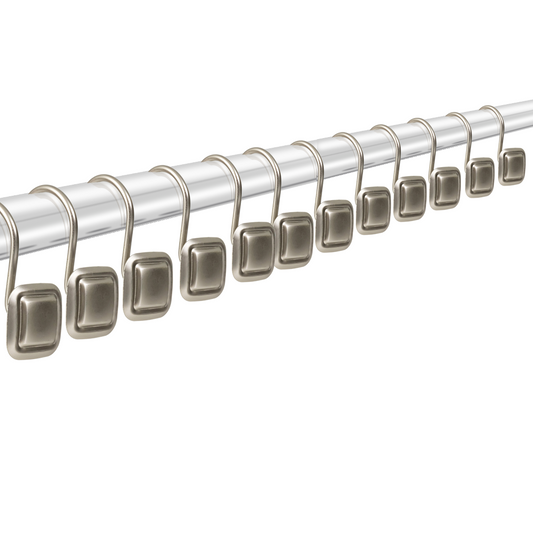Modern Decor 12 Pack Shower Hooks Sqaured - SATIN NICKEL