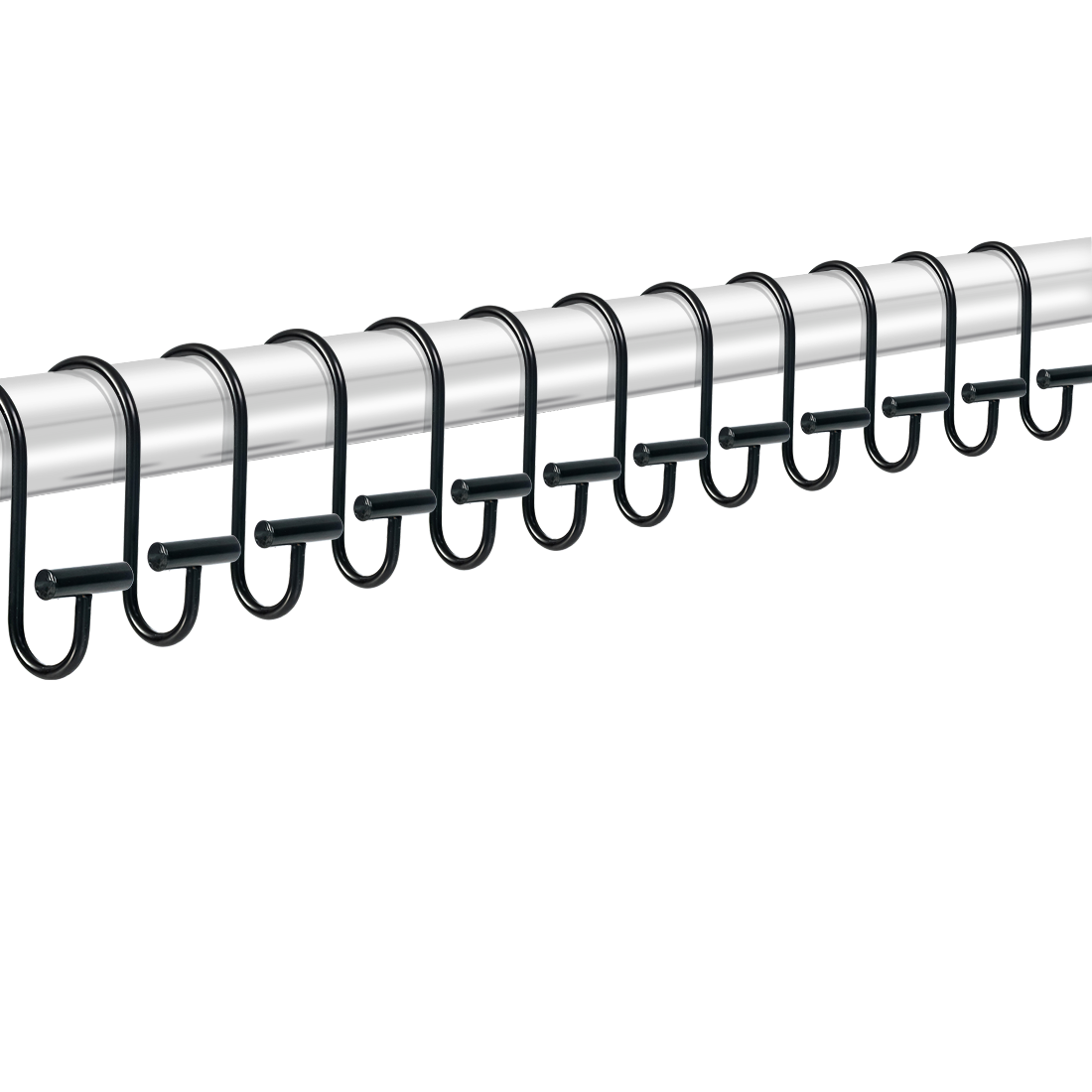 Modern Decor 12 Pack Shower Hooks - BLACK