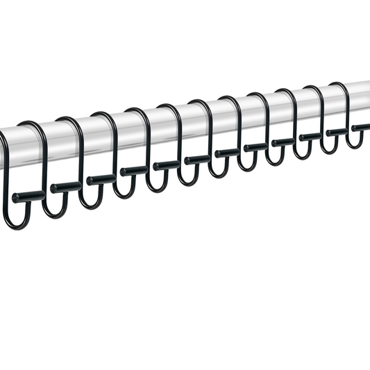 Modern Decor 12 Pack Shower Hooks - BLACK