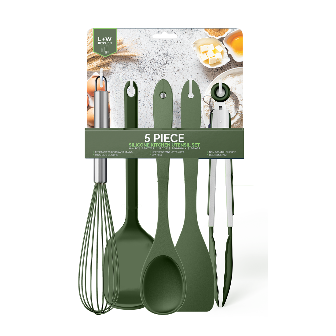 5 Piece Silicone Kitchen Utensil Set