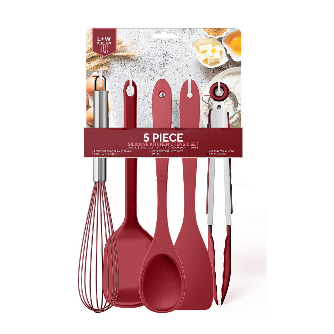 5 Piece Silicone Kitchen Utensil Set