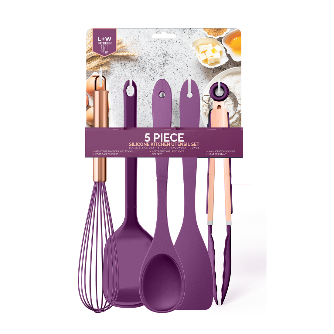 5 Piece Silicone Kitchen Utensil Set