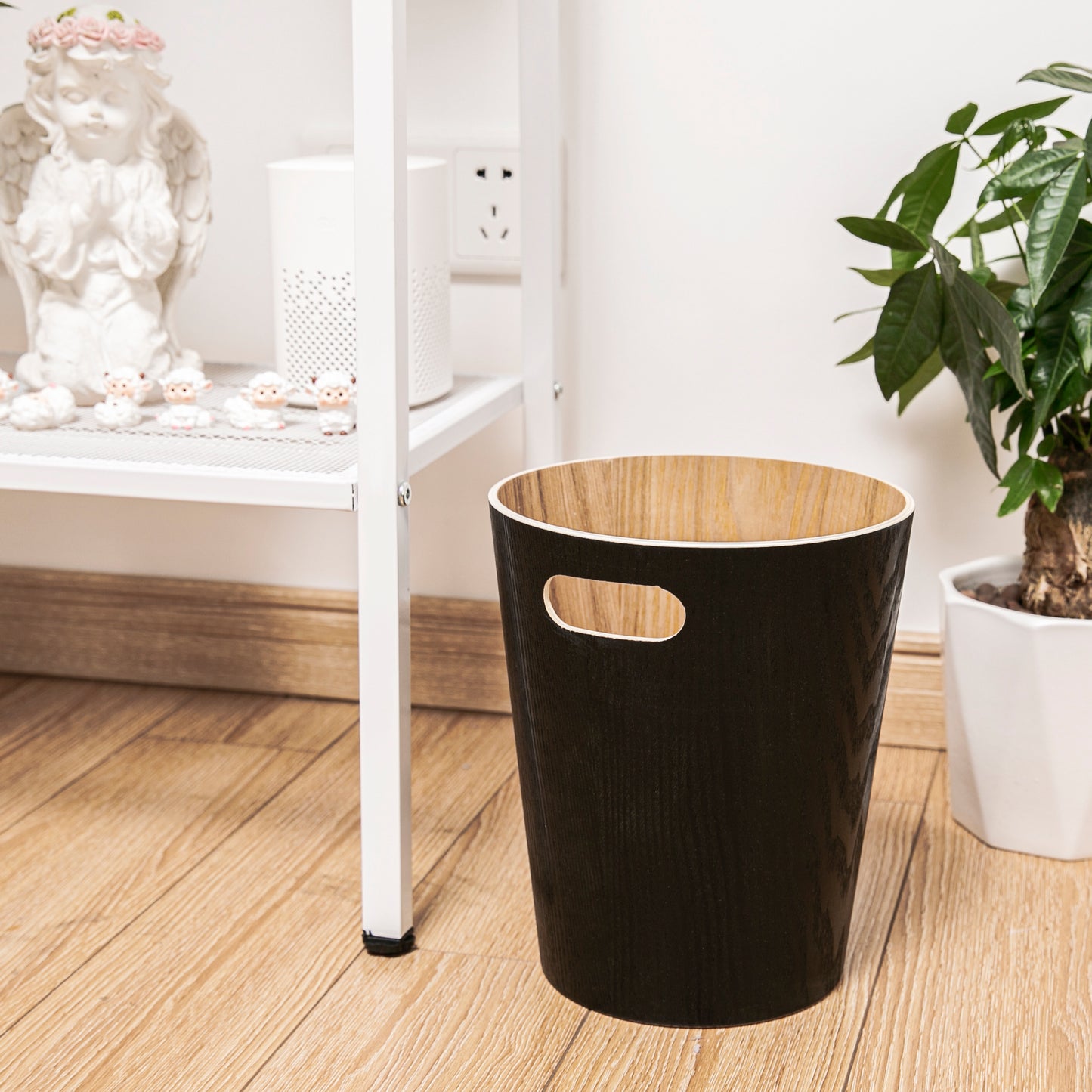 5 Liter Wooden Trash Bin - Black