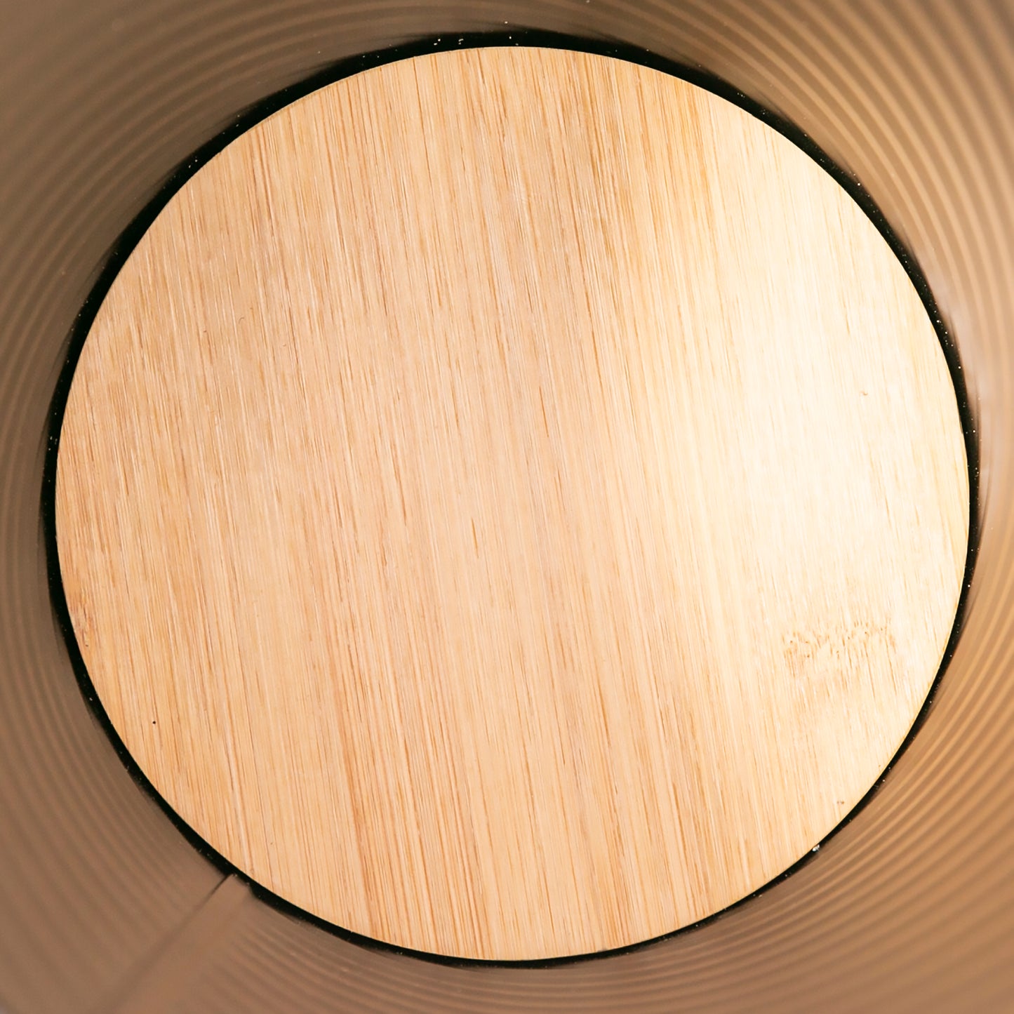 Metal Open Trash Bin - Matte Black, Line Textured, Bamboo Bottom